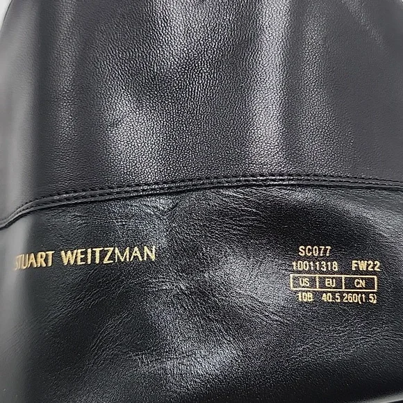 STUART WEITZMAN KNEE HIGH LUG 5050 LEATHER LIFT BLACK AWESOME BOOT LADIES 10 NEW - Picture 2 of 16